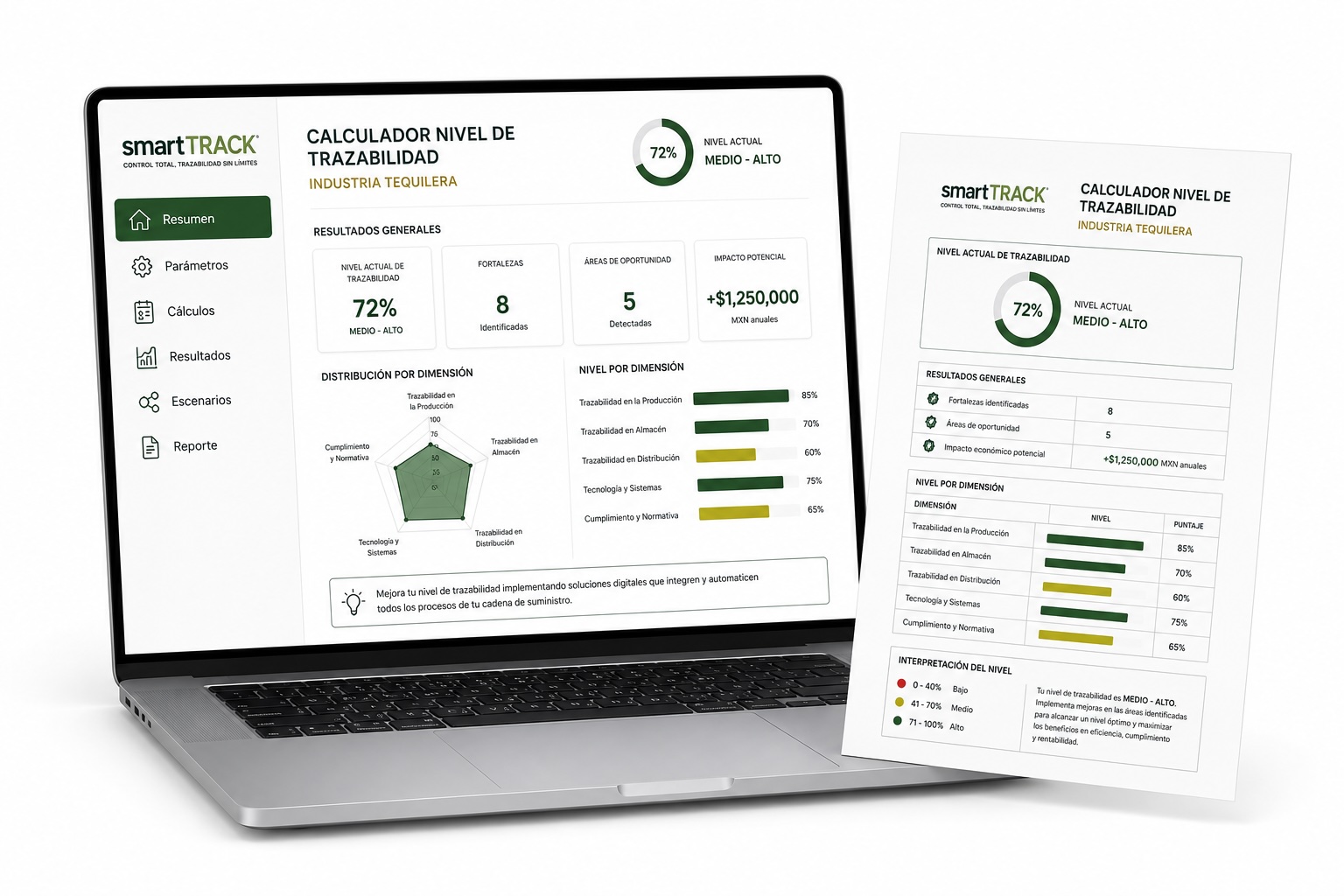 MOCKUP Calculador nivel de trazabilidad tequilera